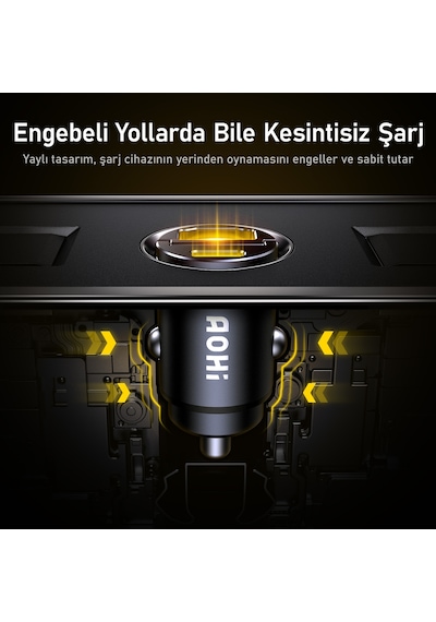 Aohi Superauto 45w Araç İçi Şarjı, 15w Şarj Aleti Handsfree Telefon Tutucu