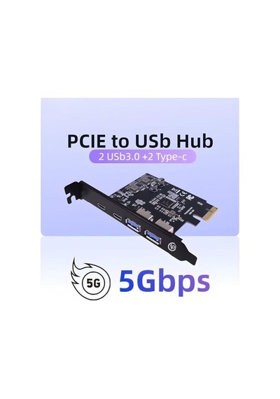 Npo 2ac 4 Portlu 2x Type-c Ve 2x Usb 3.0 Usb 3.2 Gen1 5gbps Pcı-e Genişletme Kartı