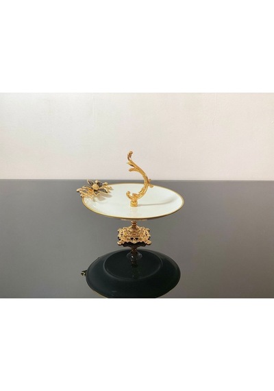 Atabey Home Ayaklı Sunumluk Kulplu Siyah Çiçek 24 Cm