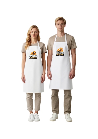 Unisex Mutfak Önlüğü Pizza House Retro Baskı Nostaljik Tasarım Ra Beyaz