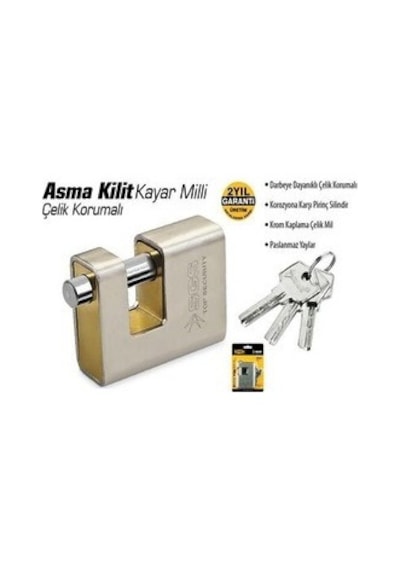 Sgs Çelik Korumalı Kayar Milli Asma Kilit 70mm Sgs1370 1 Adet