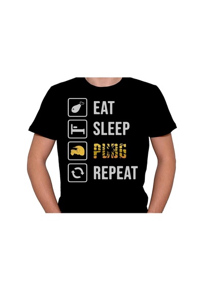 Pubg Eat Sleep Pubg Repeat Ye Uyu Oyna Tekrarla Tişört Unisex T-shirt 001