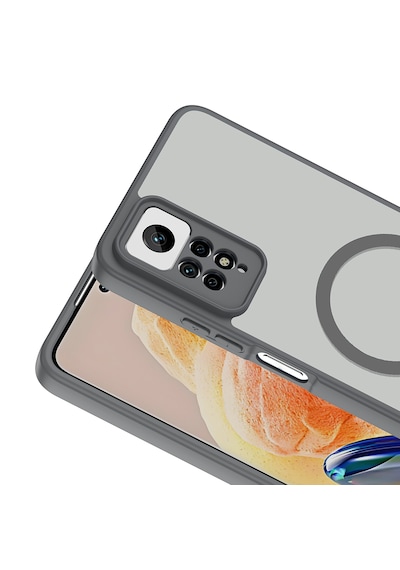 Xiaomi Redmi Note 11 Pro Kılıf Kamera Korumalı Mat Darbe Emici M-safe Şarj Özellikli Silikon Kapak gri