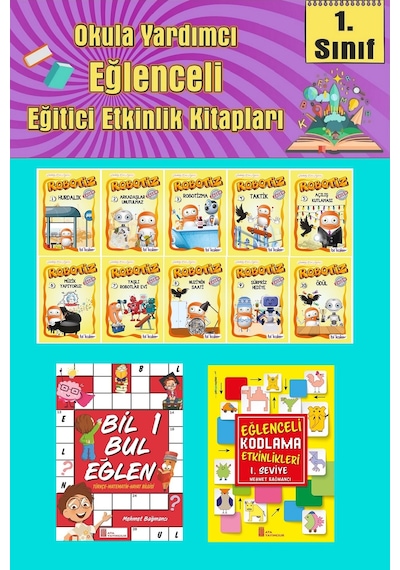 1.sınıflar İçin Okumayı Sevdiren 10 Lu Hikaye Seti -bil Bul Eğlen-kodlama 7 Okulda Evde Tatilde