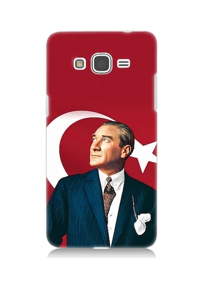 Samsung Galaxy Grand Prime Uyumlu Mustafa Kemal Atatürk Ve Bayrak Desenli Silikon Kılıf