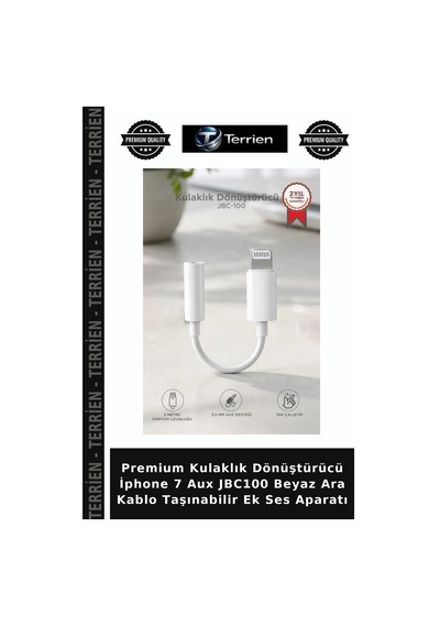 Premium Kulaklık DönüştürücüApple iPhone Uyumlu 7 Aux Jbc100 Beyaz Ara Kablo Taşınabilir Ek Ses Aparatı