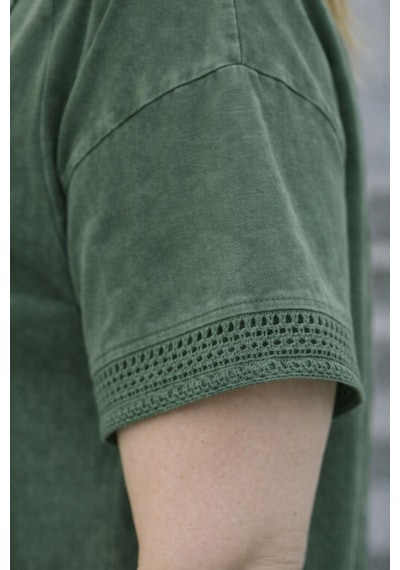 Cedy Denim Cedy - Kadın Özel Tasarım Esnek, Pul Payet, Dantel Detaylı Yıkamalı Büyük Beden Tişört Haki Cedy Denim Cedy - Kadın Özel Tasarım Esnek, Pul Payet, Dantel Detaylı Yıkamalı Büyük Beden Tişört Haki