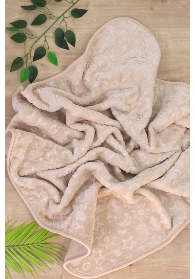 Bulut Yıldız Desenli Peluş Bebek Battaniyesi Yumuşacık, Bebek Hediyesi 100x120 Cm Stl7053 Kahverengi