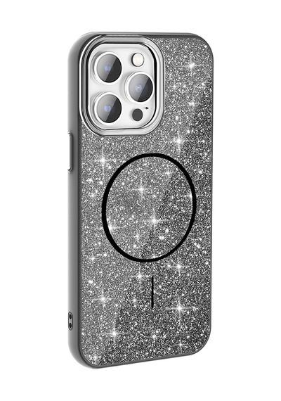 Apple iPhone Uyumlu 14 Pro Max Kılıf Dökülmeyen Simli Silikon Magsafe Kamera Yükseltili Pazarplus Beyaz