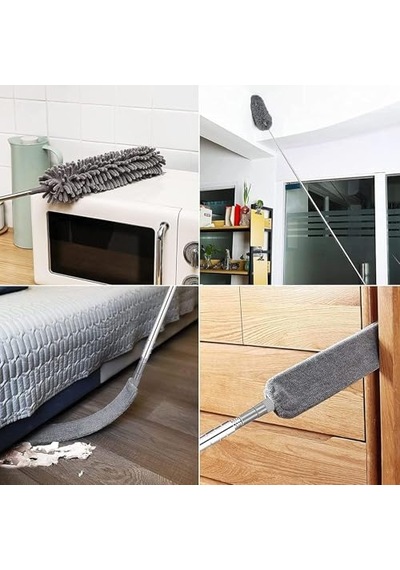 3'lü Teleskopik Toz Alma Seti + 2 Adet Detay Fırçası Uzatılabilir Saplı Tavan, Avize, Klima, Raf Ve Köşe Te Diğer