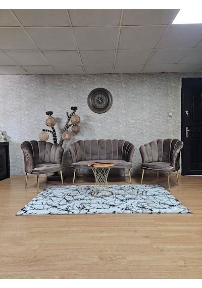 Zafir Papatya Çay Seti Koltuk Takımı Gold Sivriltme Ayak, Balkon, Salon, Ofis, Cafe Koltuk Takımı Kahverengi Zafir Papatya Çay Seti Koltuk Takımı Gold Sivriltme Ayak, Balkon, Salon, Ofis, Cafe Koltuk Takımı Kahverengi