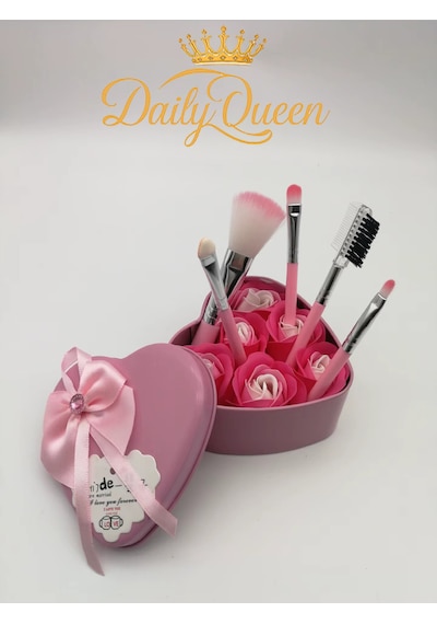 Daily Queen Pembe 5 Li Mini Makyaj Fırça Seti Seyahat Boy, Yumuşak Sentetik Kıllar, Çok Amaçlı Kullanım