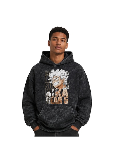 Sevbano Monkey D. Luffy One Piece Gear 5 Anime Baskılı Unisex Oversize Yı Siyah