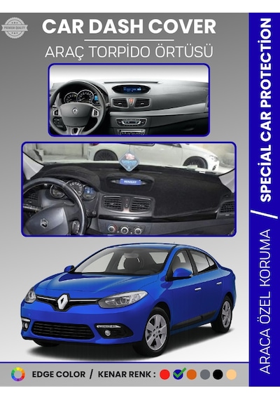 Renault Fluence Navigasyonsuz Küçük Ekranlı 2009-2013 Torpido Örtüsü Göğüs Koruma - 559 Stiloto