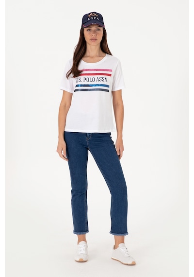 U.S. Polo Assn. Kadın Beyaz Bisiklet Yaka Tişört 50299762-VR013