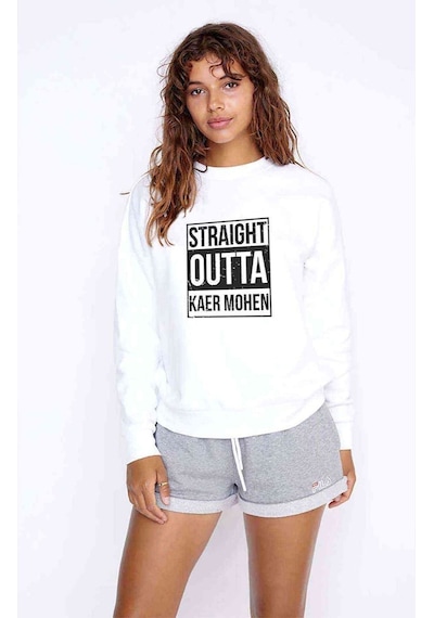 The Witcher Straight Outta Kaer Mohen Baskılı Beyaz Kadın Sweats