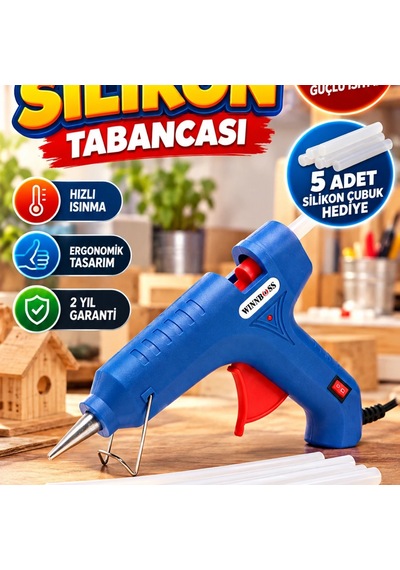 40w Sıcak Silikon Tabancası 5 Adet Silikon Çubuklu Hobi Ve Tamirat Seti