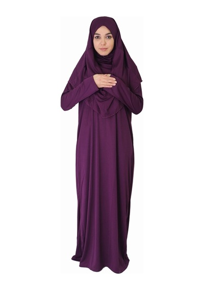 Zehranaz Namaz Elbisesi Mürdüm Fermuarsız Namaz Elbisesi Mürdüm