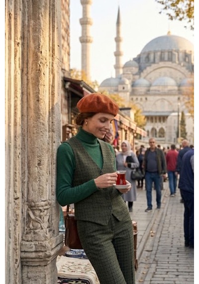 Ritagarcia Vintage Tarz Kadın Fransız Keçe Ressam Bere Kiremit