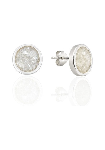 Oya Silver Yuvarlak Doğal Kuvars Taşlı Gümüş Küpe 1x1cm Oyok379
