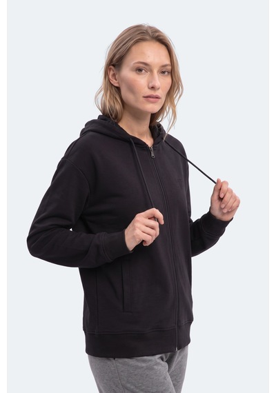 Slazenger Kıron I Kadın Kapüşonlu Siyah Sweatshırt