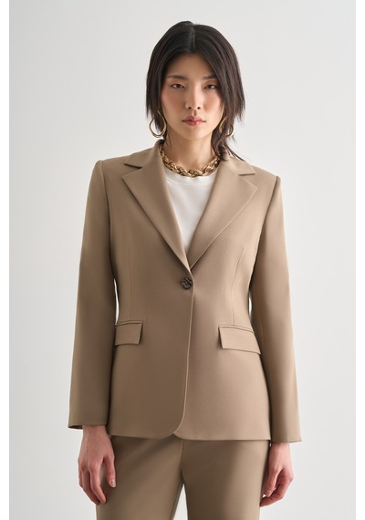 Mizalle Bej Tek Düğme Klasik Blazer Ceket Bej