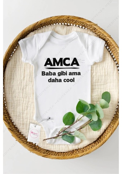 Hediyenza Amca Baba Gibi Ama Daha Cool 2 Özel Tasarım Bebek Zıbın Pamuklu Çıtçıtlı Body Beyaz