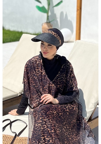 Remsa Mayo Remsa Vizör Örgü Hasır Şapka Güneş Koruyucu Siperlik Rş-101 Siyah Leopar Siyah