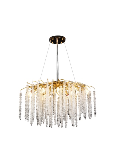 Dina Serip Yemek Masa Üstü Gold Kaplamalı Modern Tasarım Salon Kristal Sarkıt Avize Gold