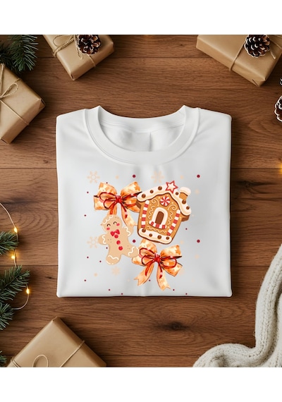 Yeni Yıl Christmas Temalı Baskılı Aile Kombin Tişört Kombin Yapmak İçin Ürün Ekleyiniz Beyaz
