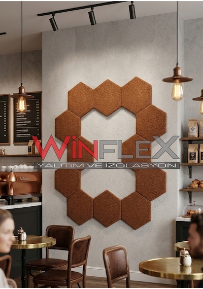 Winflex 12'li Altıgen Akustik Kumaş Panel 17x20 Cm Kahverengi