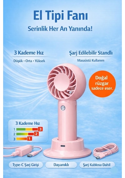 Jasper Sr-0034 Pembe Taşınabilir Standlı Serinletici Fan 3 Hız Ayarlı , Typ-c Şarjlı Fan Masaüstü Fan Vantilatör 2w-5v/1 Jasper Sr-0034 Pembe Taşınabilir Standlı Serinletici Fan 3 Hız Ayarlı , Typ-c Şarjlı Fan Masaüstü Fan Vantilatör 2w-5v/1