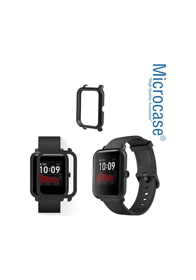 Microcase Amazfit Bip Lite Sert Rubber Çerçeve Koruma Kılıf Siyah