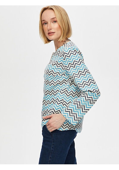 Zigzag Desen Örme Ceket S25ckt024 Us25ckt02427 Indigo