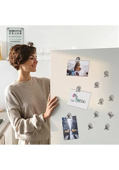 12 Adet Mıknatıslı Mandallı Buzdolabı Magnet - Fotoğraf Ve Evrak Tutucu