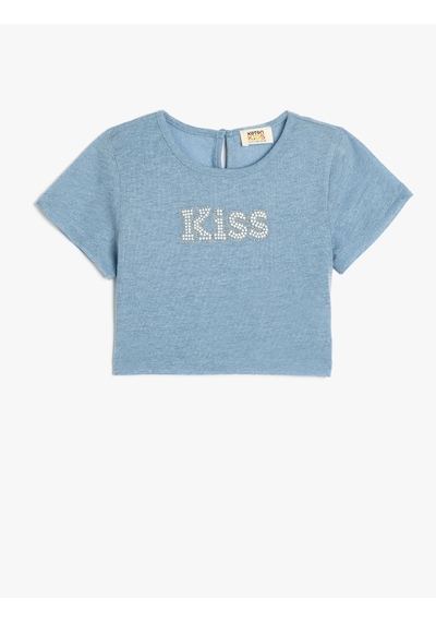 Koton Crop Bluz Kısa Kollu Yuvarlak Yaka Slogan Baskılı Pullu Payetli Mavi 4skg60085ak Mavi Koton Crop Bluz Kısa Kollu Yuvarlak Yaka Slogan Baskılı Pullu Payetli Mavi 4skg60085ak Mavi