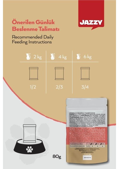 Dardanel Jazzy Zero Grain Uskumru ve Somonlu Kedi Maması Poşet 8 x 80 G