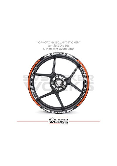 Cfmoto 450nk Jant Sticker Jant İç Yazı Ve Dış Şerit 24'lü Set Sticker Etiket