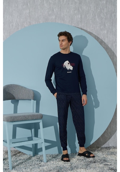 Sevim Erkek Uzun Kol Lacivert Pijama Takımı C9t4n3o3 001