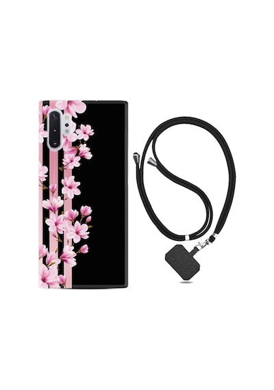 Samsung Samsung Galaxy Uyumlu Note 10 Plus Kılıf Desenli Silikon Boyun Askılı Pink Flowers 3 1393