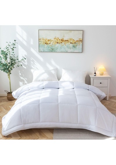 Microfiber Çift Kişilik Yorgan Kapitone Yıkanabilir Mevsimlik Microfiber Yorgan 195x215 Cm, Beyaz Diğer