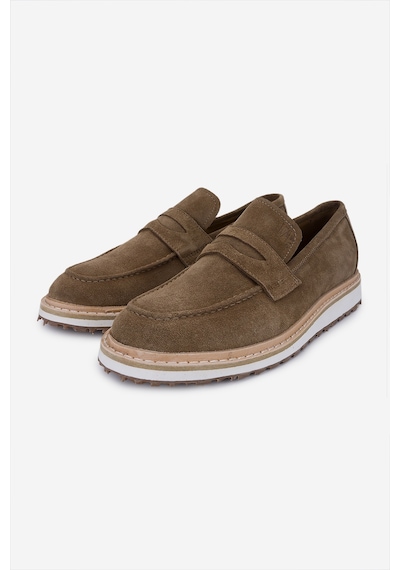 Valmenti Erkek Hakiki Deri Loafer Ayakkabı 325 13153-143 Erk Ayk Y25 Tobacco Suet Kahverengi