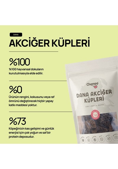 Dana Ciğer Küp 100% Doğal Katkısız Köpek Ödül Maması 100 Gr