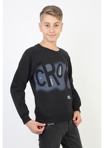 Baskılı Erkek Çocuk Sweatshirt-90879 Siyah