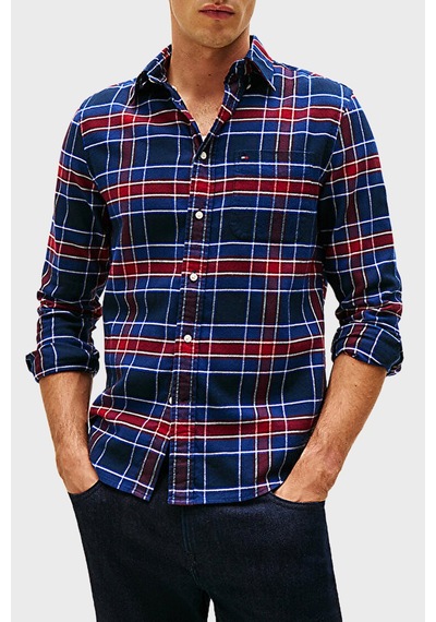 Tommy Hilfiger Erkek Gömlek Mw0mw40473 0ms Lacivert-beyaz Lacivert-beyaz