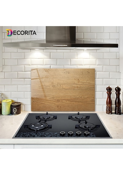 Decorita Cam Ocak Arkası Retro Ahşap Görünümlü | 40cm X 60cm