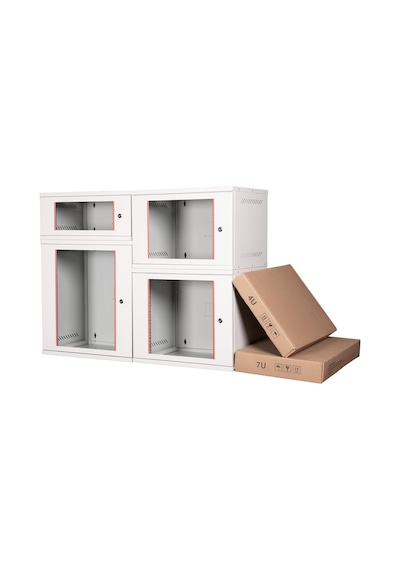 Lande 7u 19" Security Box Duvar Tipi Kabinet, Demonte, 542mm Genişlik, 400mm Derinlik, Açık Gri