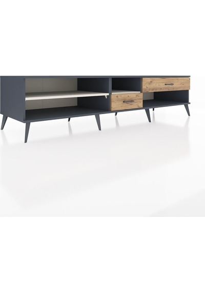 Kronos Tv Ünitesi 2 Raflı 2 Çekmeceli 220x59x51 Antrasit-aytaşı/çam Aytası/atlas Çam - Antrasıt
