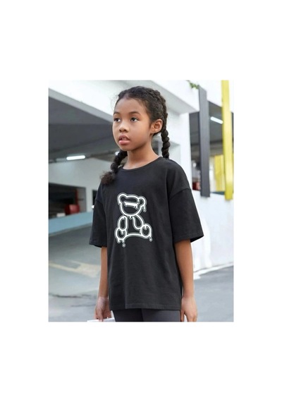 Çocuk Unisex Baskılı T-shirt - Siyah