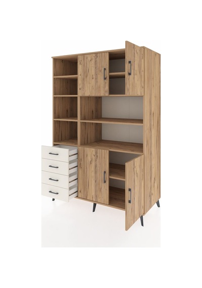 Kronos Dolap 9 Raflı 4 Çekmeceli 4 Kapaklı 132x59x195 Çam-çam... Çam